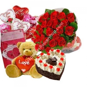 send 12 re roses cake bear with balloon to philippines