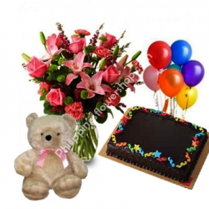 send roses bear balloon with cake to philippines