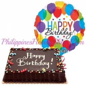 chocolate cake with birthday balloon to philippines