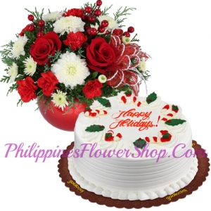 send xmas mixed flower with holiday cake to philippines
