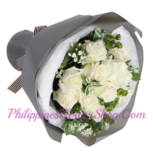 send simple 12 white roses bouquet to philippines
