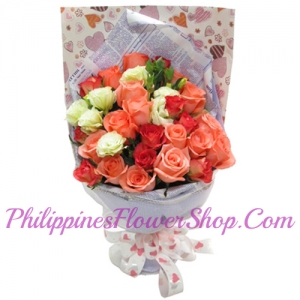 send 24 orange and white roses to philippines