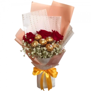 send 3 holland roses with chocolate in bouquet to philippines