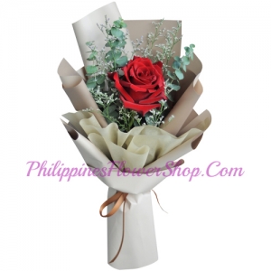 send single red color roses in bouquet to philippines