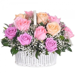 send 24 pcs. mixed ecuadorian roses in basket to philippines