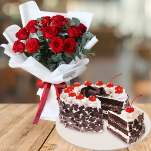 send red roses bouquet with holiday cake to philippines