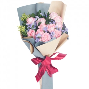 send classic 12 pink roses bouquet to philippines