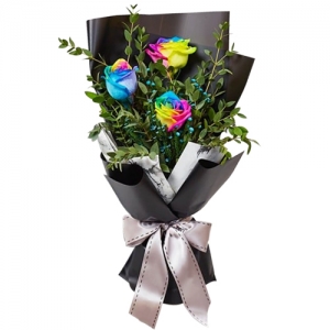 send 3 pieces rainbow rose bouquet to philippines