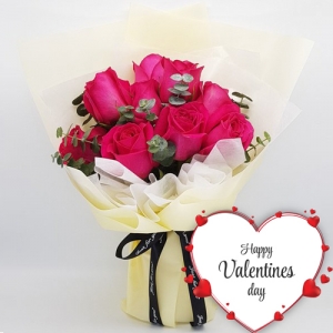 9 red valentines roses bouquet