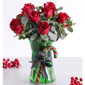 send holiday 12 red roses in glass vase to philippines