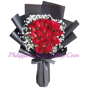 send 18 pcs. red color roses in bouquet to manila