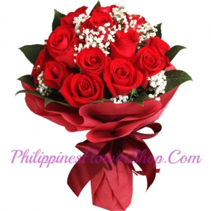 send romantic 12 red roses bouquet to manila