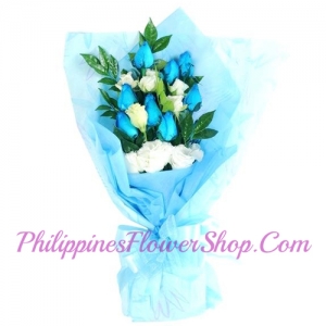 send 12 blue and white roses to philippines