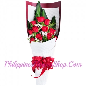 send truly blessing 12 red roses bouquet to philippine