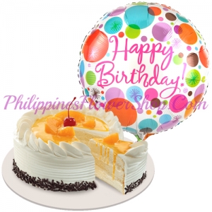 peach mango cake with birthday balloon to philippines
