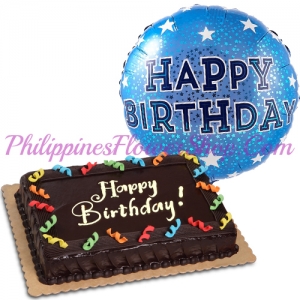 birthday balloon and chocolate dedication cake to philippines