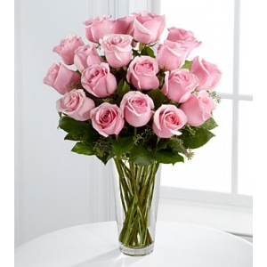 12 long stem pink rose in a glass vase to philippines