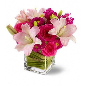 buy pink lilies and mix flowers vase philippines