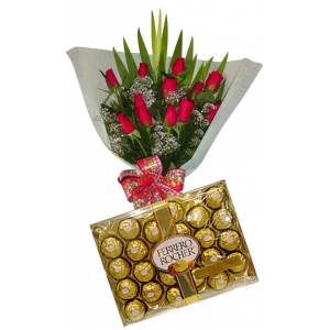 Magnificent rose with 24 pcs chocolate philippines