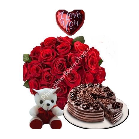 send 24 red roses bear with balloon to philippines