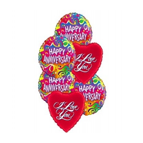send 4pc happy anniversary & 2pc i love you balloon to philippines