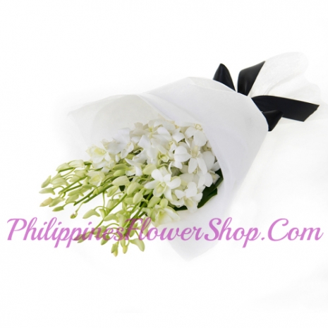 send one dozen white orchids bouquet to philippines