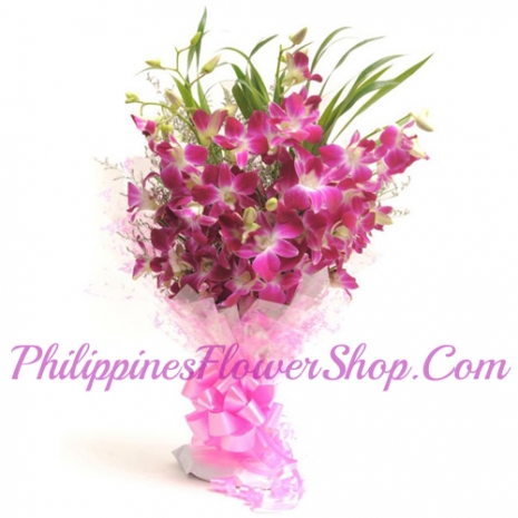 send one dozen pink vanda orchids bouquet to philippines