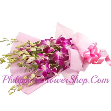 send splendid 12 purple orchids bouquet to philippines