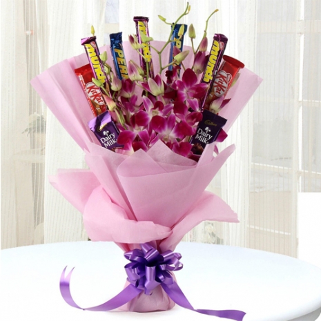 send orchid with chocolate in bouquet to philippines
