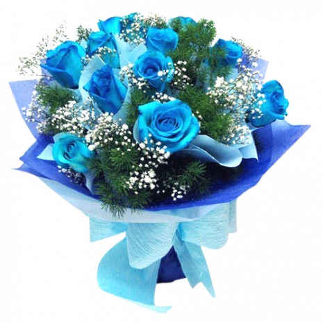 send 12 Pcs. light blue color roses bouquet to philippines