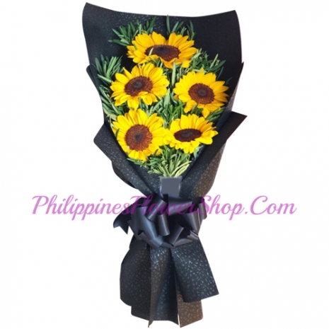 delivery 5 pcs. sunflower in bouquet to philippines