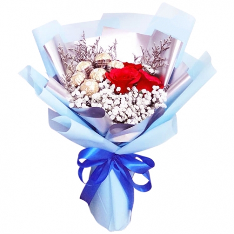 delivery roses with chocolate in bouquet to philippines