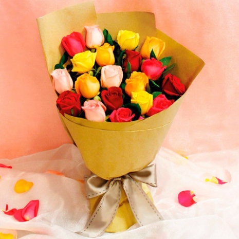 send 19 pcs mixed color roses in bouquet to philippines