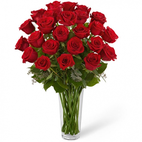 send 24 stems red roses in glass vase to philippines