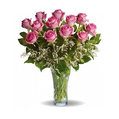 1 dozen pink roses vase to philippines