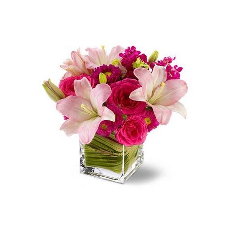 buy pink lilies and mix flowers vase philippines