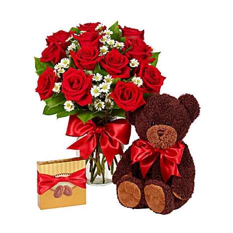 Luxury One Dozen Red Roses Bundle Send To Philippines