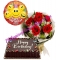 6 red roses with chocolate cake and balloon to philippines