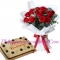 12 Red Roses with Mocha Dedication Cake