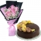6 Pink Roses with Chocolate Message Cake By Max's