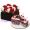 white and red roses box with black forest cake delivery to philippines