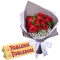 12 Red Roses with Chocolate Bar