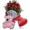 Red Rose bouquet,Pink Bear with Lindt Chocolate To Philippines