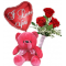Roses Bouqet,Red Bear With I Love U Balloon Delivery To Philippines