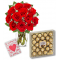 Red Roses Vase with 24pcs Ferrero Chocolate Delivery To Philippines