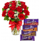 Red Roses Vase with Cadbury Dairy Milk 4 Varieties Delivery To Philippines